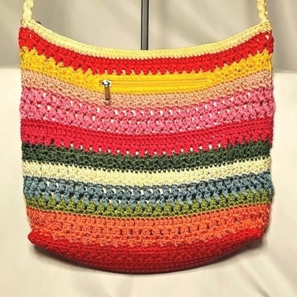 Multi-colored Boho Crocheted Cross Body Bag